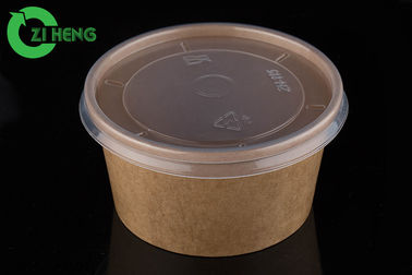 อาหารใช้กระดาษคราฟท์ชามย่อยสลายได้ 16oz พร้อมฝา PP สำหรับซุปสลัด