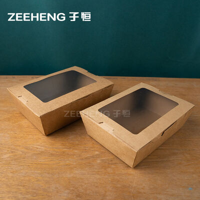 กล่องกระดาษคราฟท์สีน้ำตาลพร้อมหน้าต่าง ความหนา 337 แกรม เคลือบ PE รีไซเคิลได้