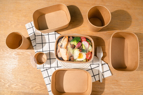 Zeeheng Recyclable Rectangle Paper Bowl ผลิตจากกระดาษครัฟท์เคลือบ PE เหมาะสําหรับการส่งอาหารและบริการอาหาร