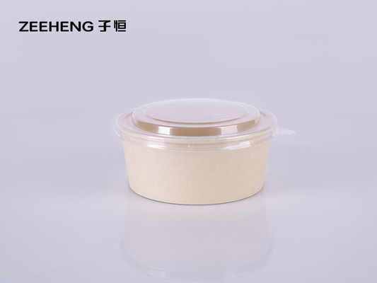 โลโก้ที่กำหนดเองเกรดอาหารย่อยสลายได้ทางชีวภาพพิมพ์กระดาษคราฟท์รีไซเคิล 16oz ชามซุปพร้อมฝาปิด